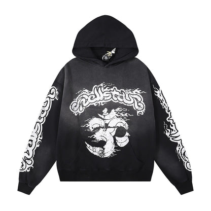 Retro loose hooded sweatshirt and sweatpants