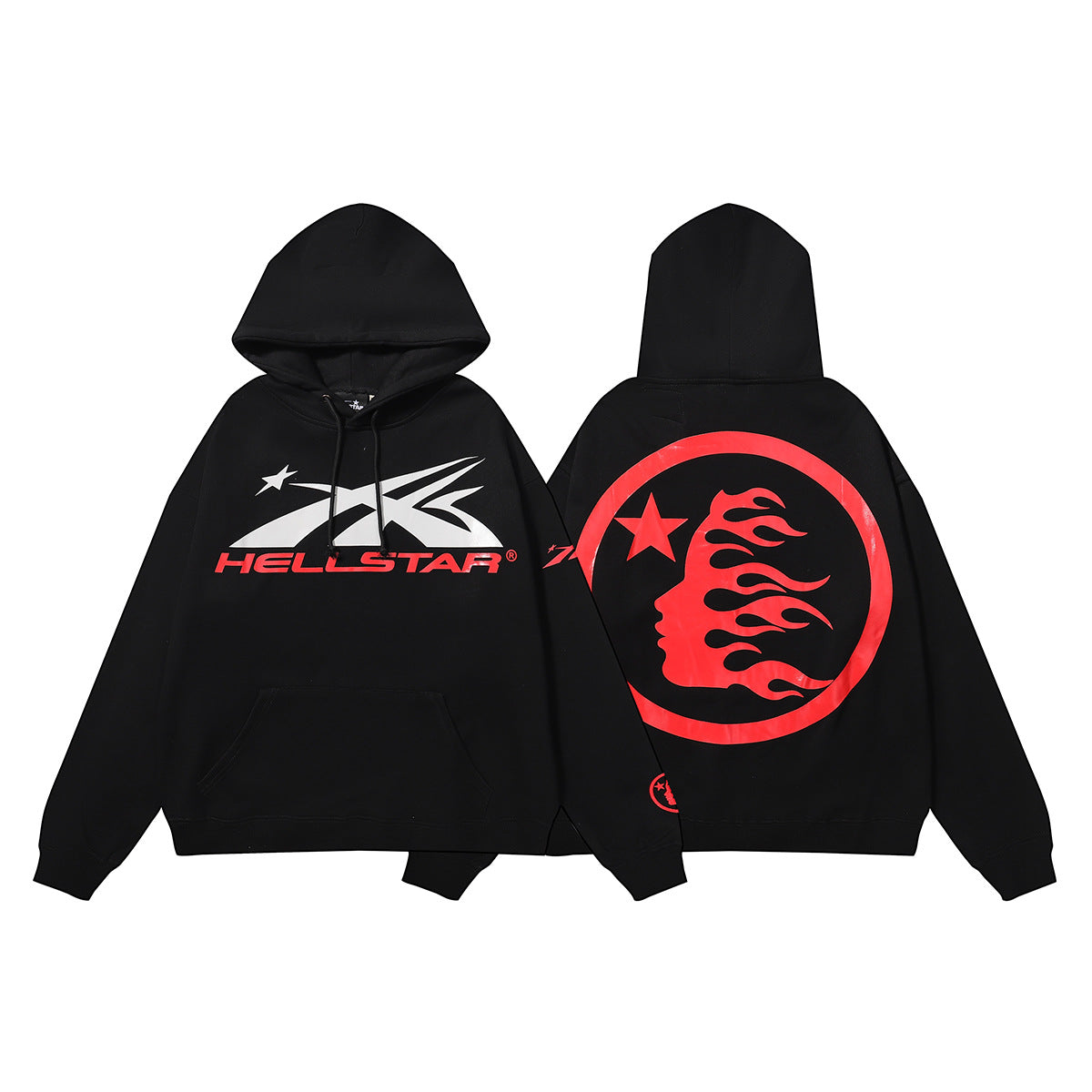 Retro loose hooded sweatshirt and sweatpants