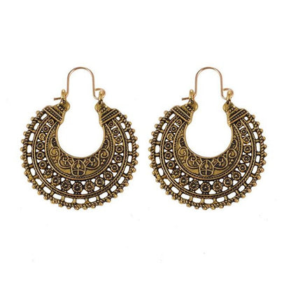 Retro Mandala Floral Carved Metal Earrings