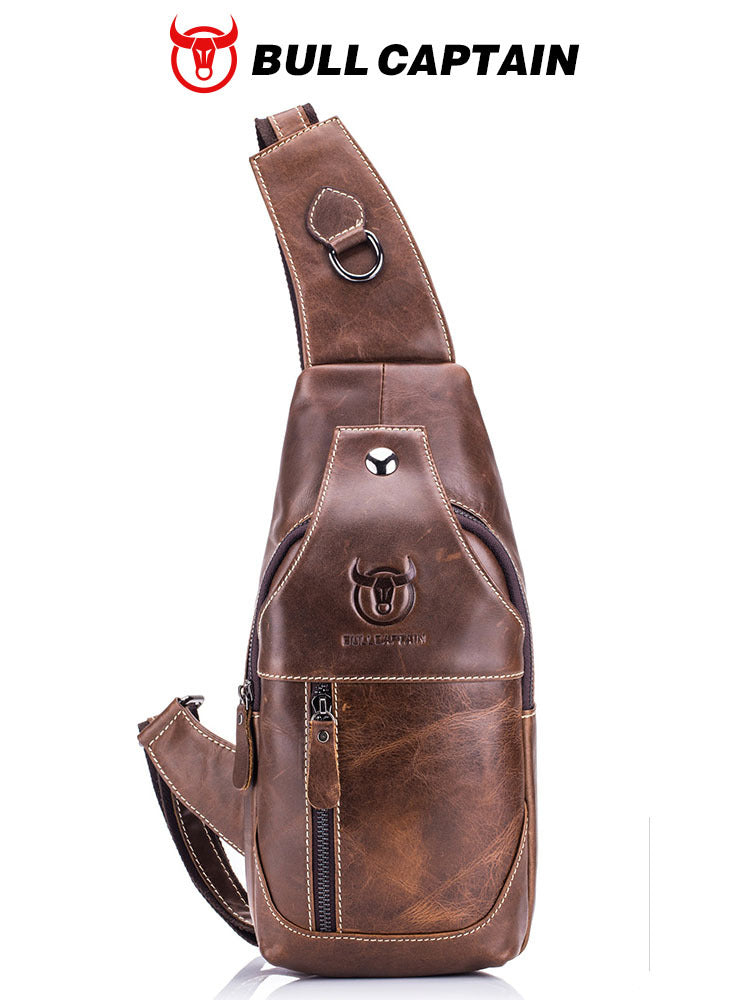 Retro Men's Genuine Leather Crossbody Chest Bag