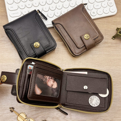 Retro Mens Short Zipper Wallet