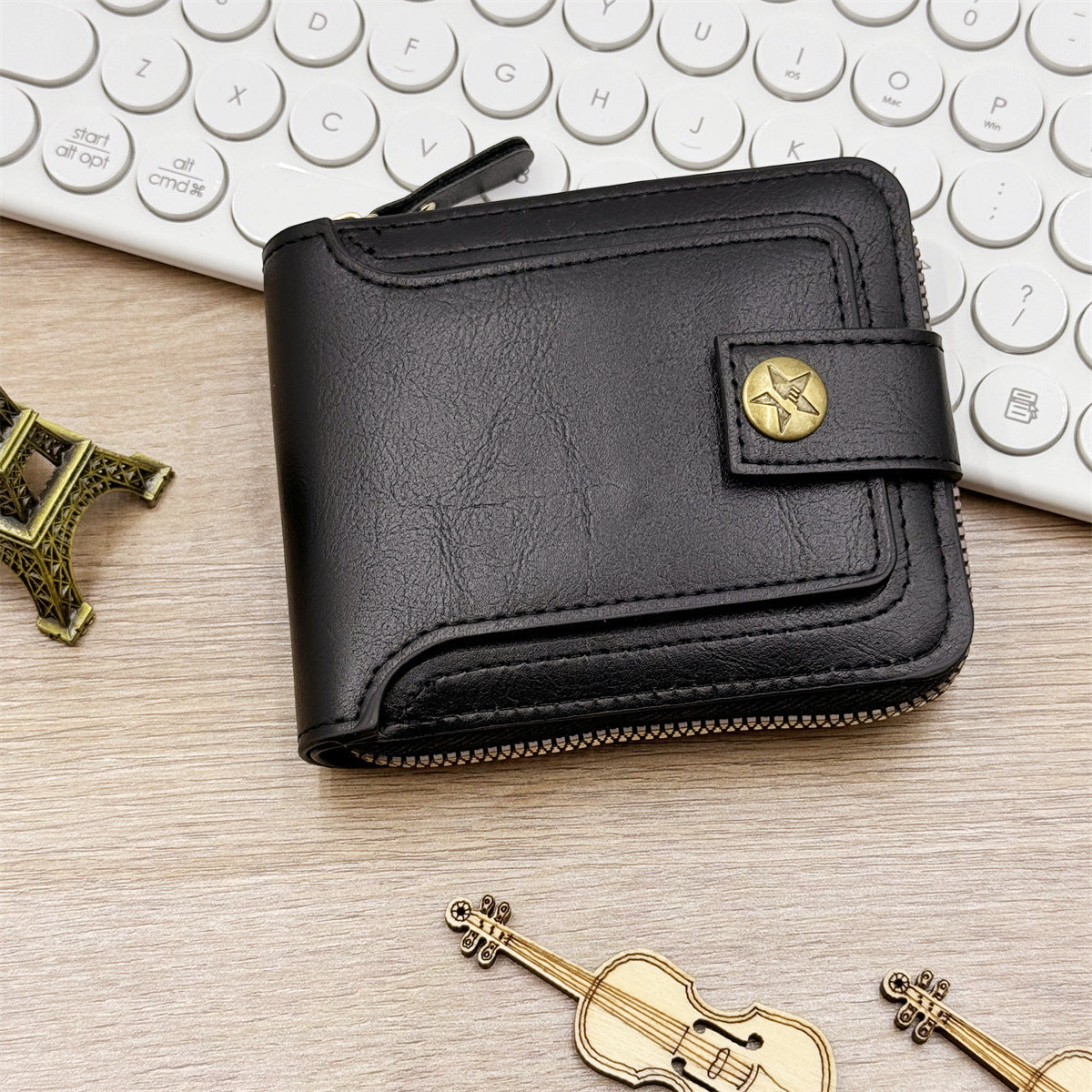 Retro Mens Short Zipper Wallet