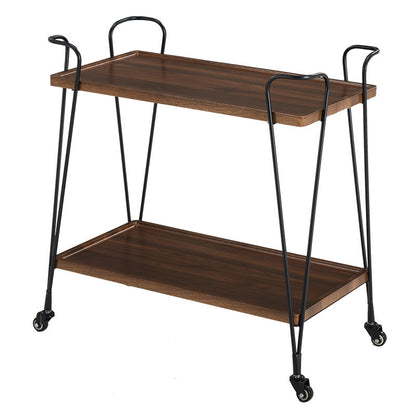 Retro Metal Food Service Cart with Solid Wood Top