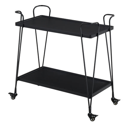 Retro Metal Food Service Cart with Solid Wood Top