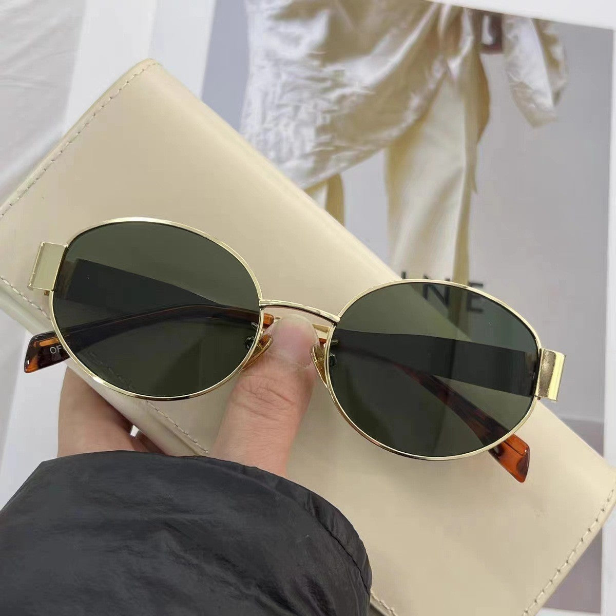 Retro Metal Polarized Sunglasses Oval Frame
