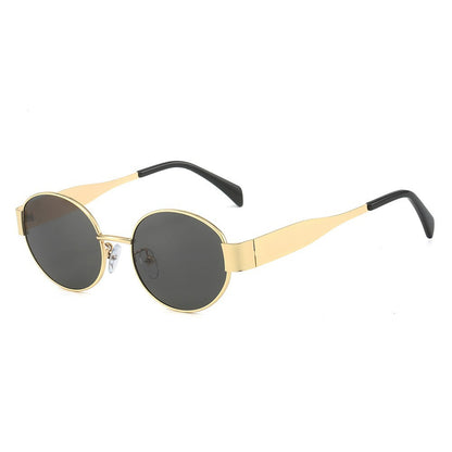 Retro Metal Polarized Sunglasses Oval Frame
