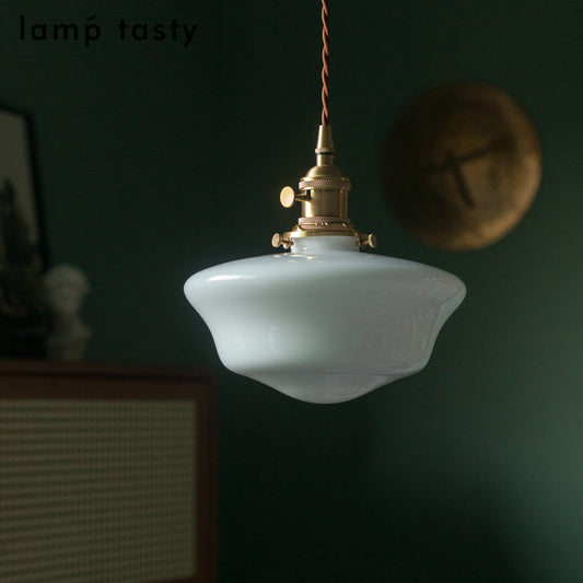 Retro milk-white glass pendant lamp