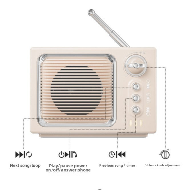 Retro Mini Bluetooth Speaker with White Noise