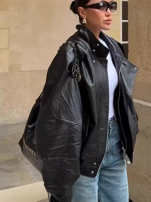 Retro Motorcycle PU Leather Jacket