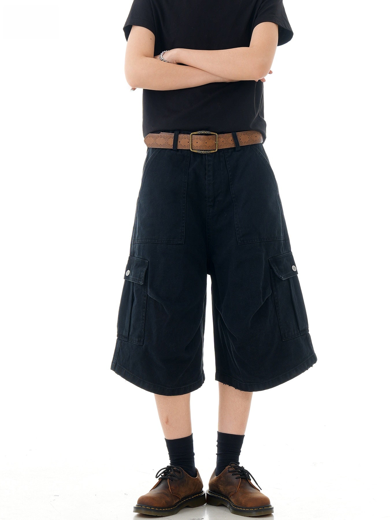 Retro Multi-Pocket Workwear Shorts
