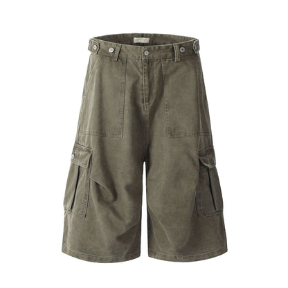 Retro Multi-Pocket Workwear Shorts