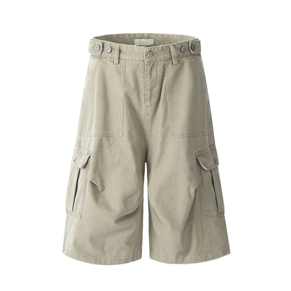 Retro Multi-Pocket Workwear Shorts