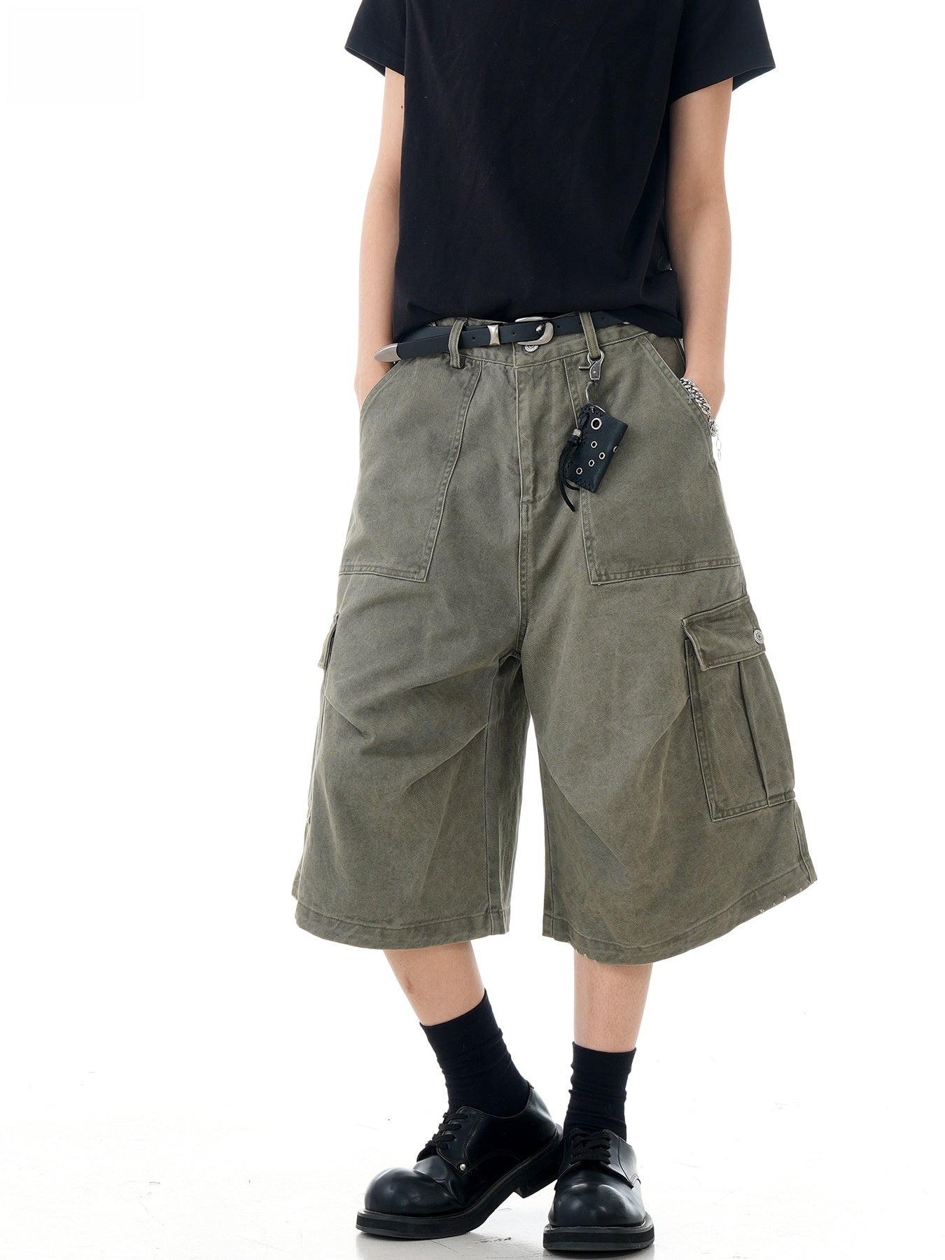 Retro Multi-Pocket Workwear Shorts