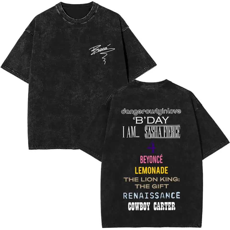 Retro Music Print Cotton T-Shirt