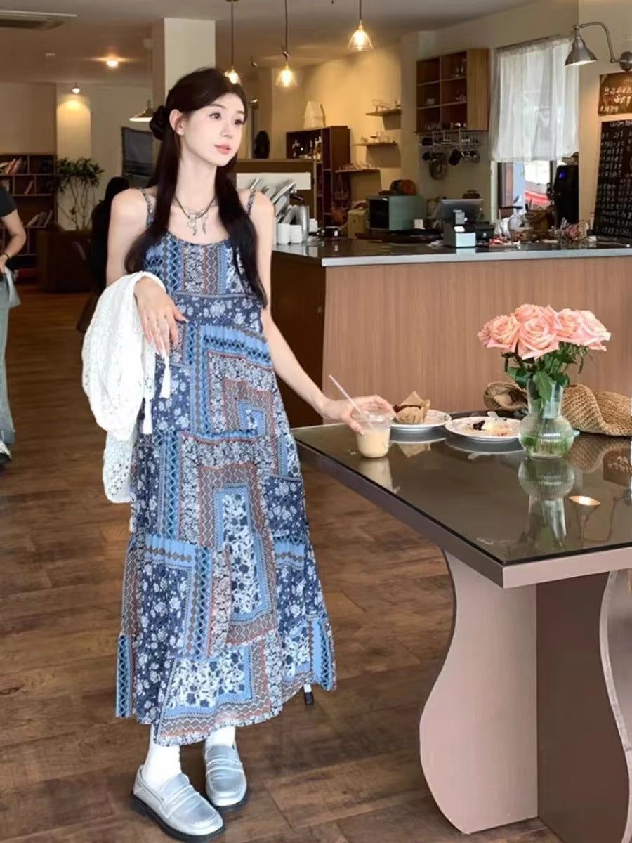 Retro national style Knitted long fringe smock