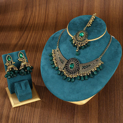 Retro Necklace, Earrings, and Headpiece
