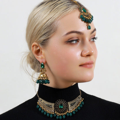 Retro Necklace, Earrings, and Headpiece