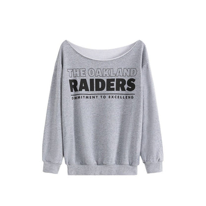 Retro Off-Shoulder Letter Printed Sweater for Women