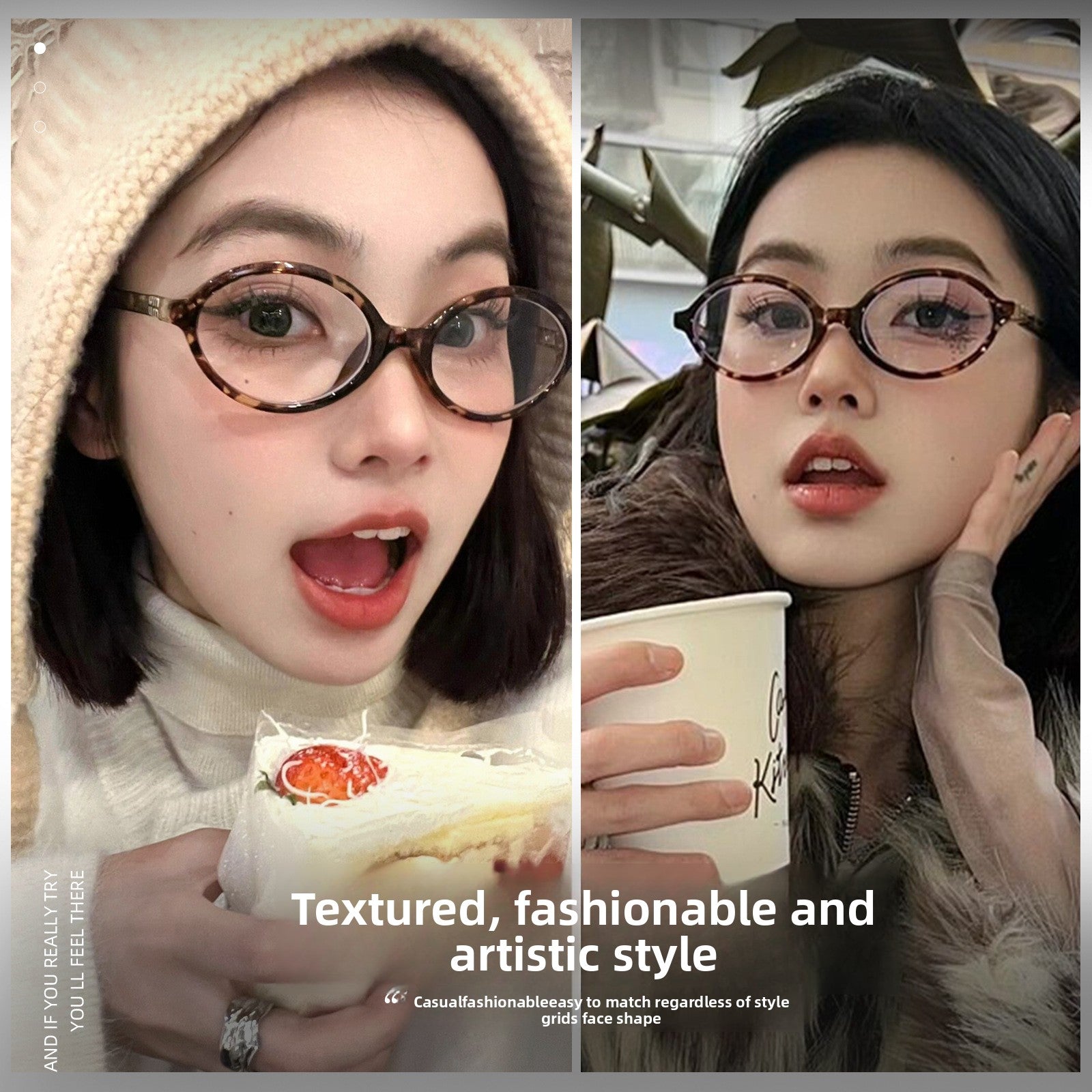 Retro oval anti-blue light myopia glasses frame