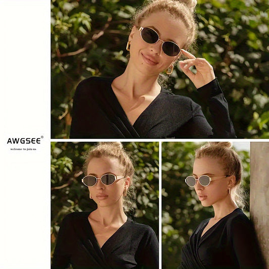 Retro oval-framed sunglasses
