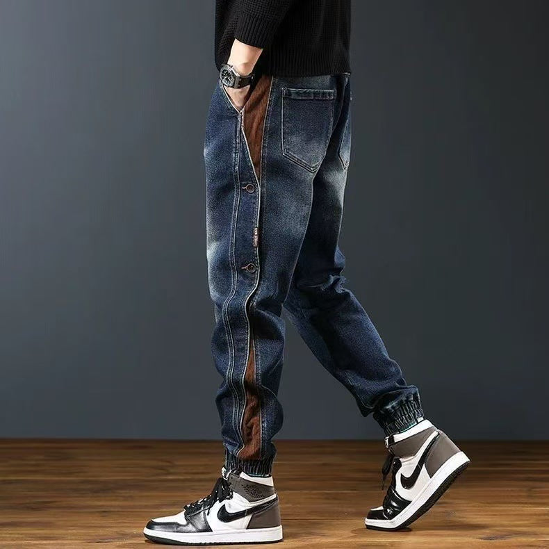 Retro patchwork skinny jeans