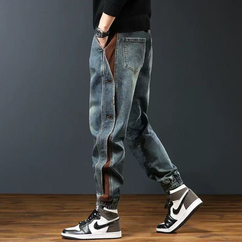 Retro patchwork skinny jeans