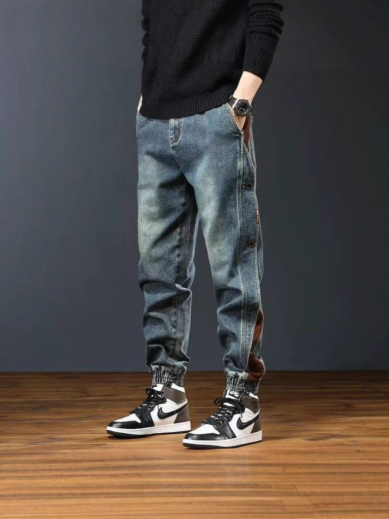 Retro patchwork skinny jeans