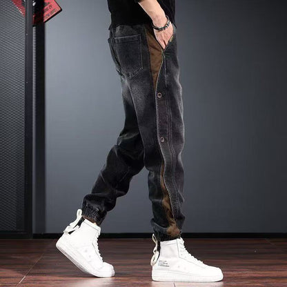 Retro patchwork skinny jeans