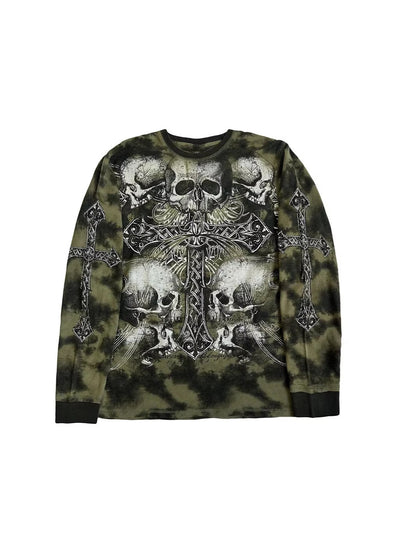 Retro-patterned short-sleeve top