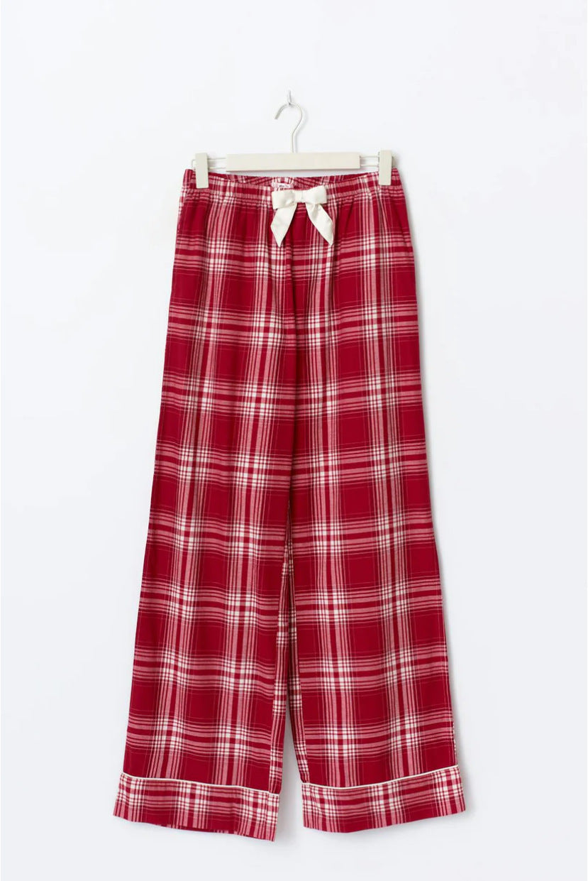 Retro Plaid Bow Decor Womens Casual Set