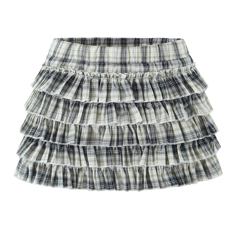 Retro Plaid Shirt and Skirt Set