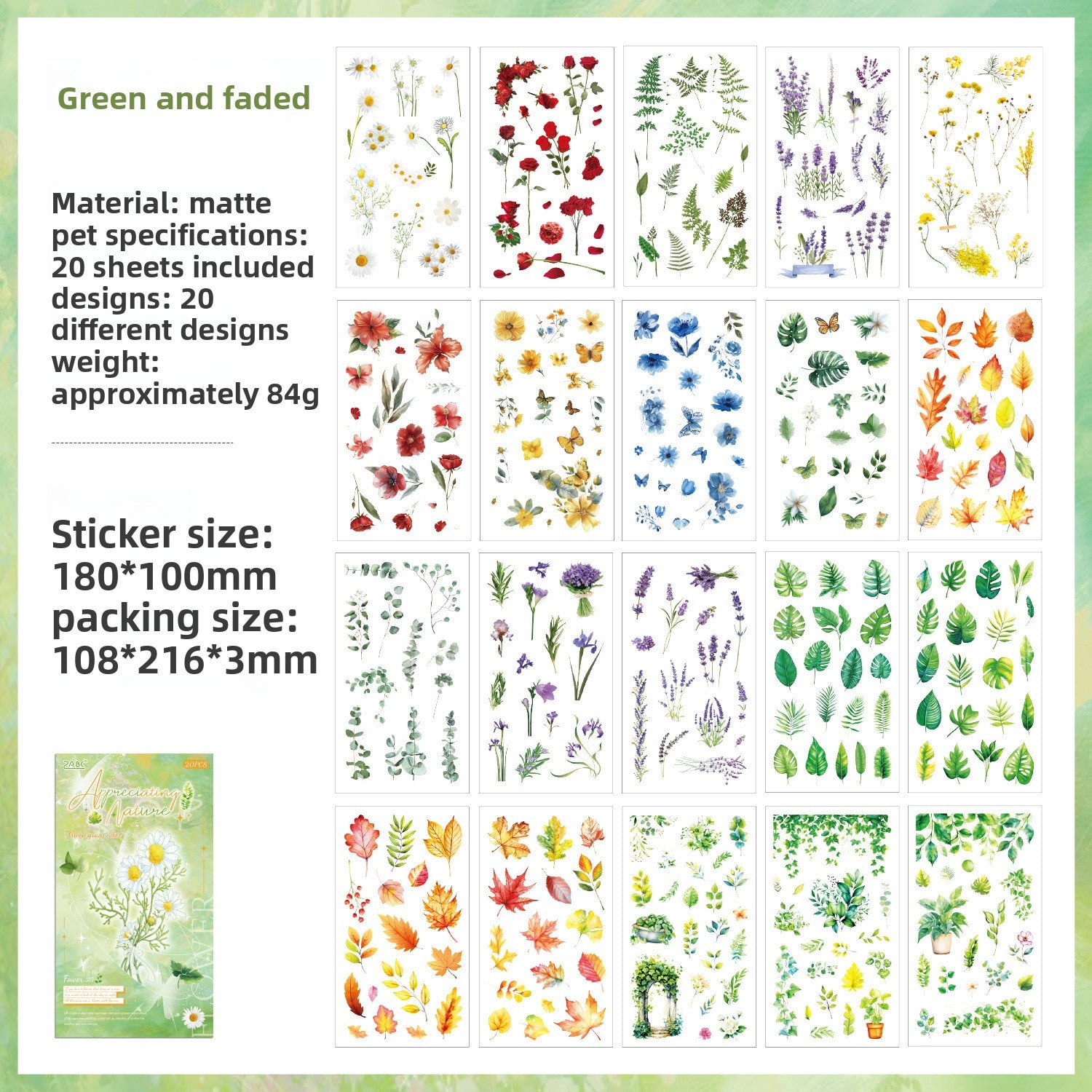 Retro Plant Pattern Stickers