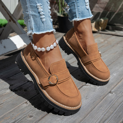 Retro Platform Loafers for Women