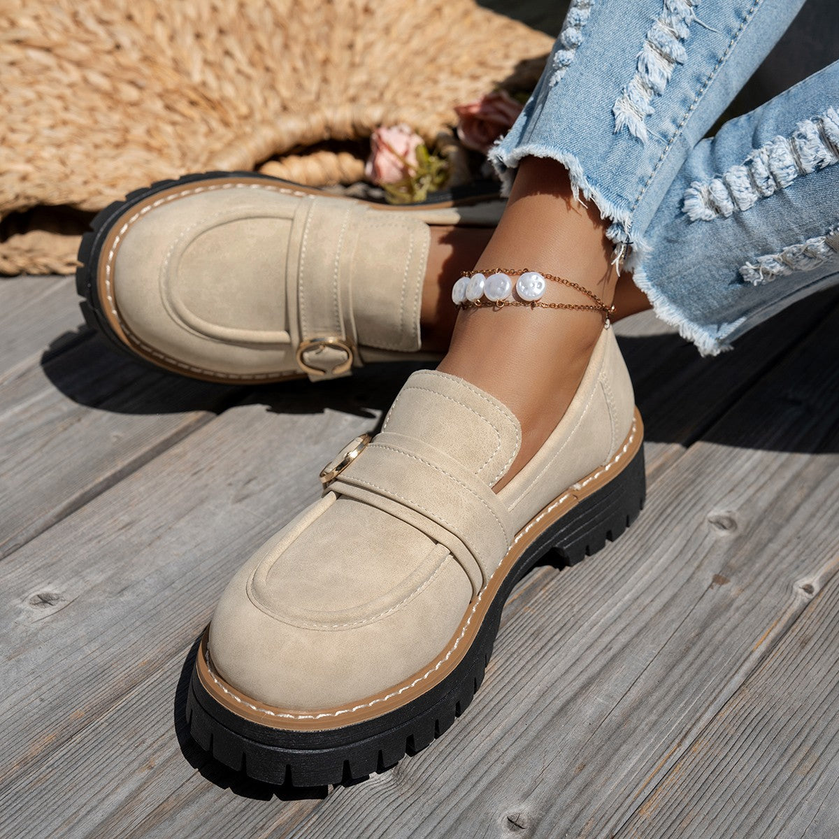 Retro Platform Loafers for Women
