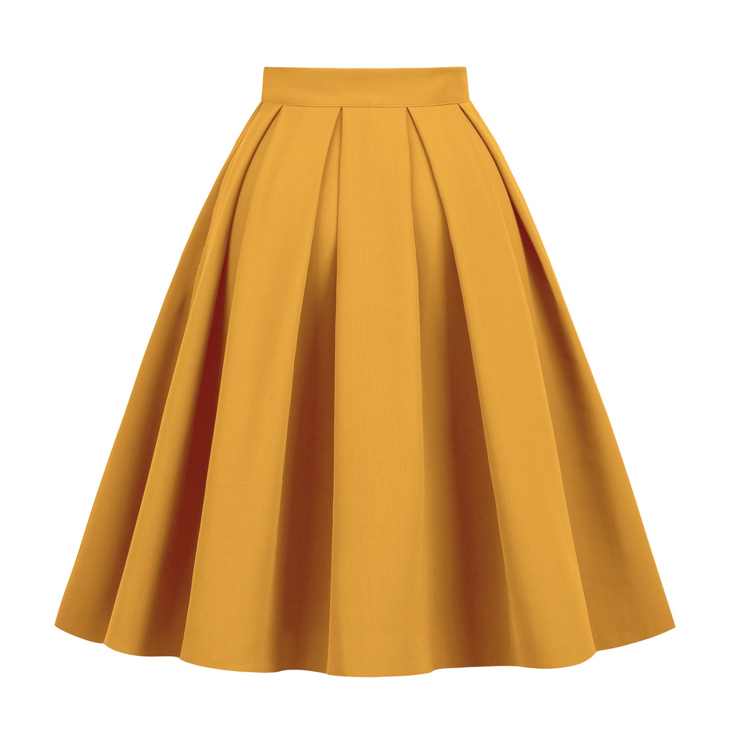 Retro Pleated Midi Skirt with A-Line Silhouette