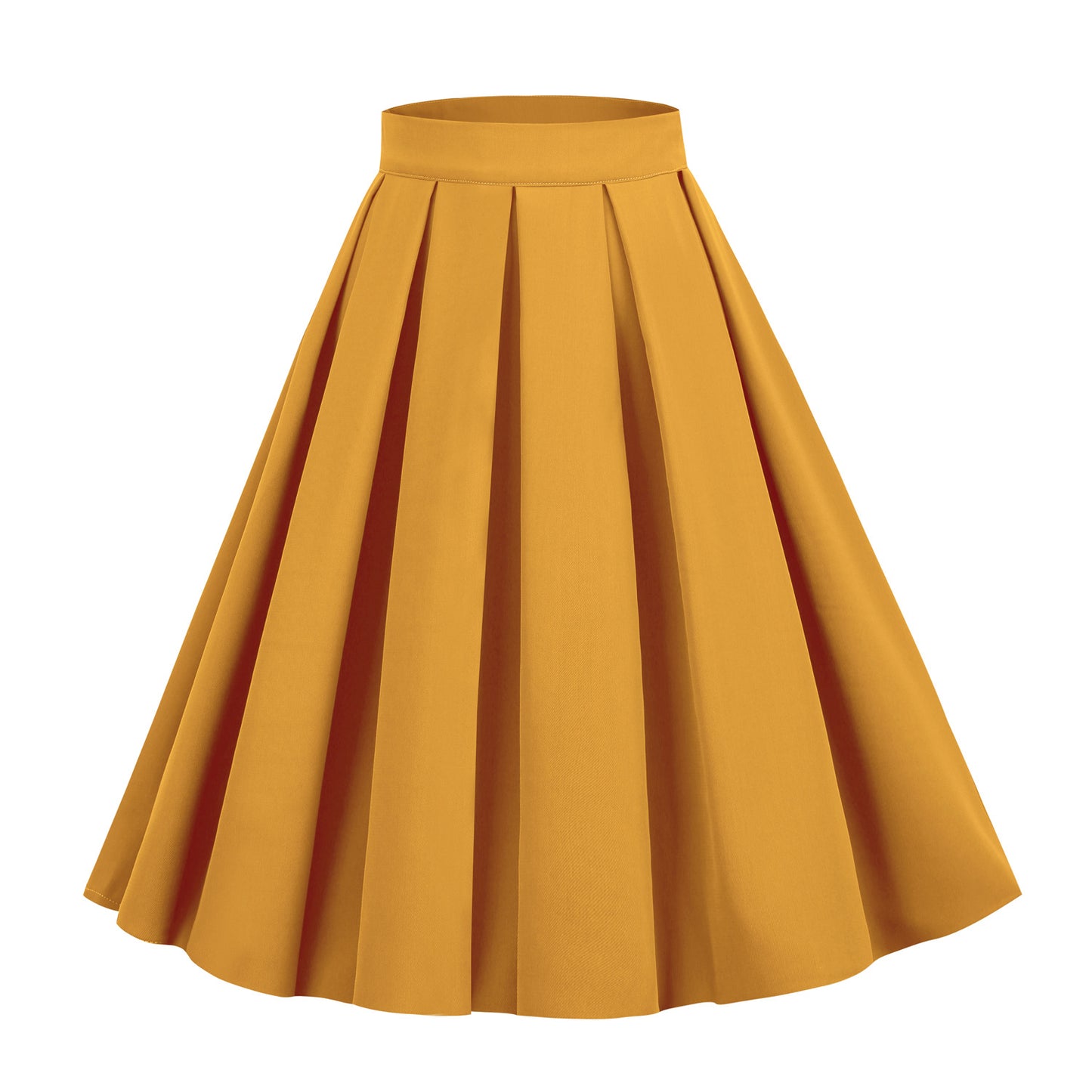 Retro Pleated Midi Skirt with A-Line Silhouette