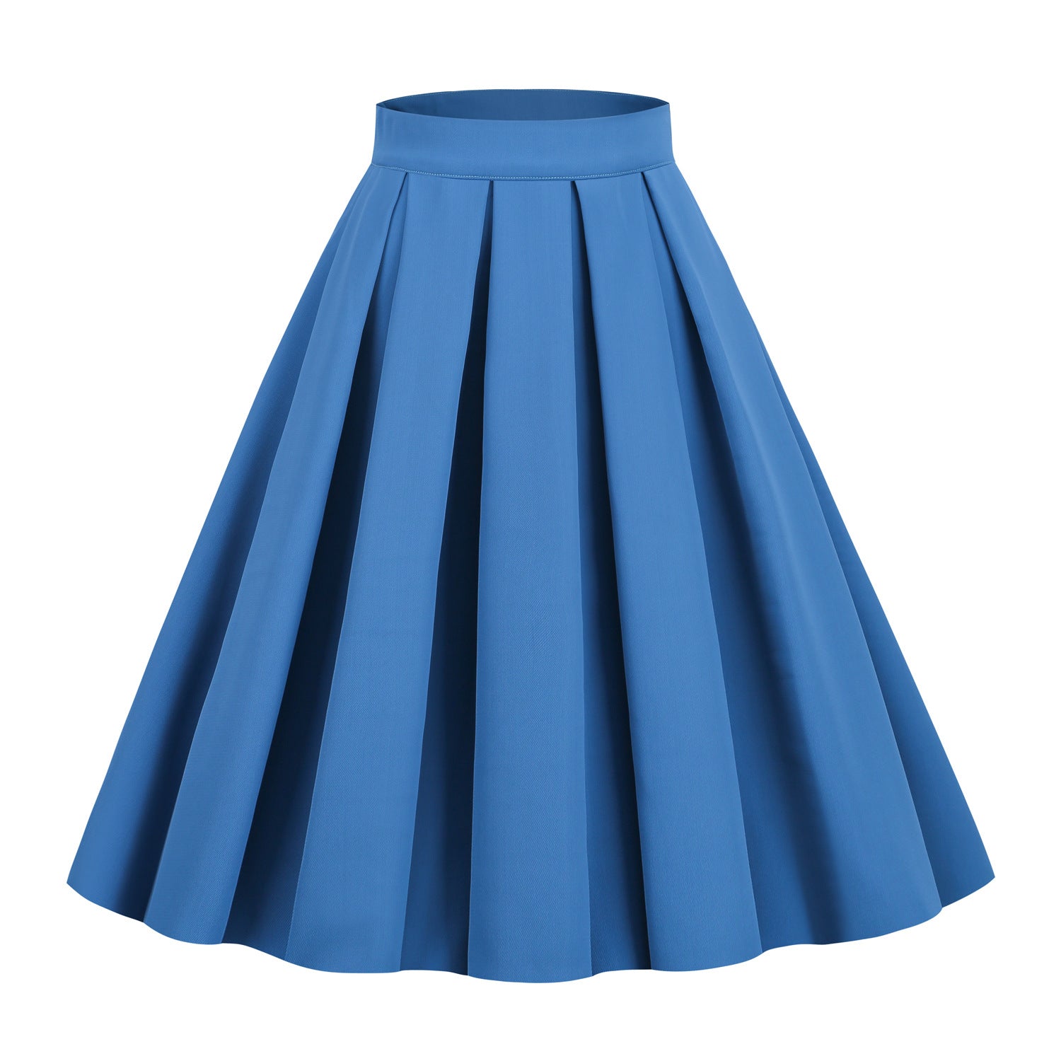 Retro Pleated Midi Skirt with A-Line Silhouette