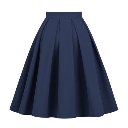 Retro Pleated Midi Skirt with A-Line Silhouette