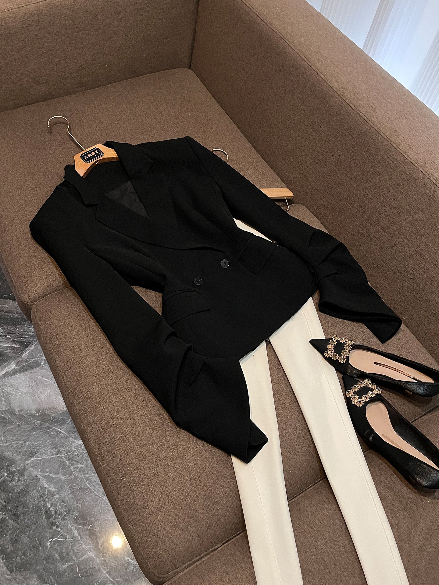 Retro Pleated Suit Jacket
