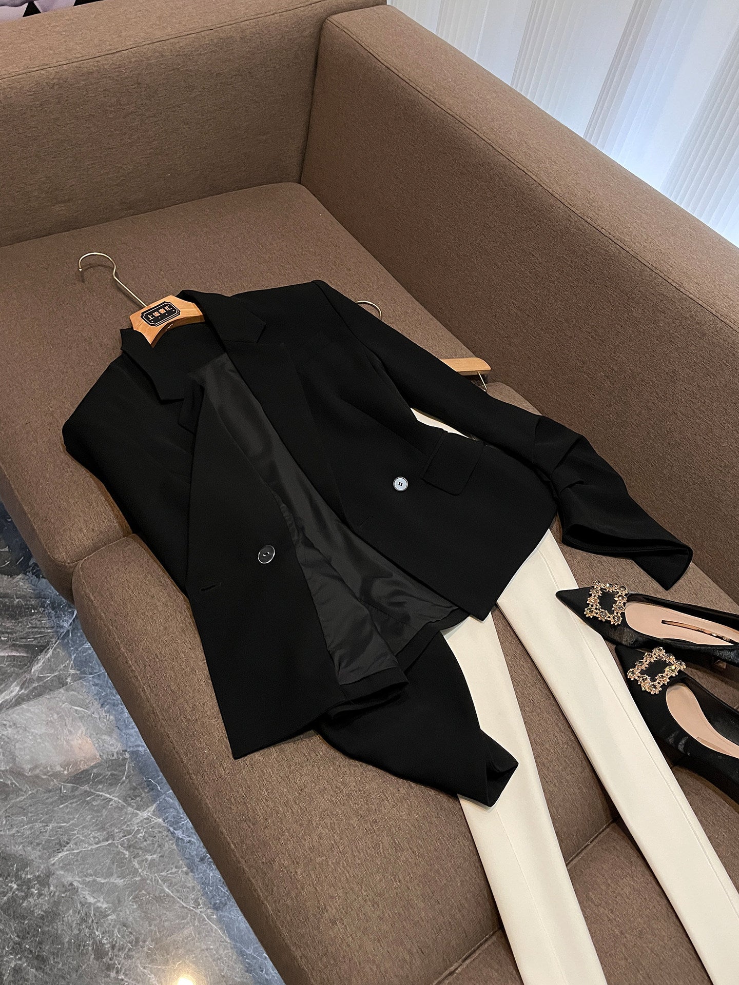 Retro Pleated Suit Jacket
