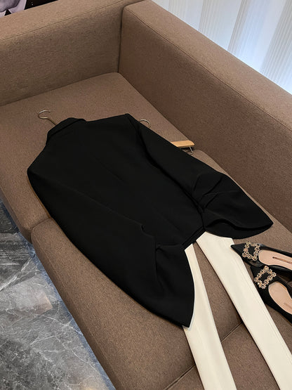 Retro Pleated Suit Jacket