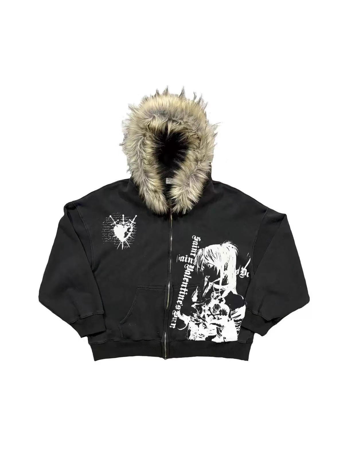 Retro Plush Hooded Cardigan Streetwear Sweatshirt