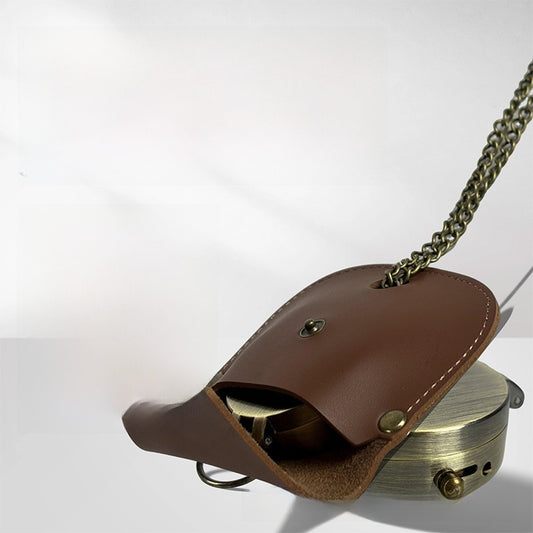 Retro Pocket Watch Compass with Leather Case