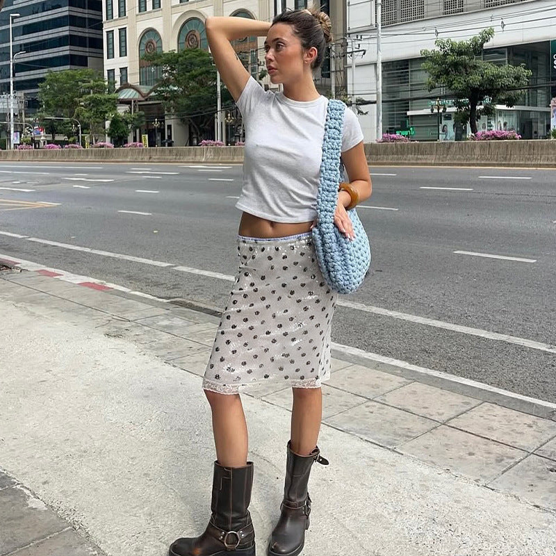 Retro Polka Dot Low Waist Skirt