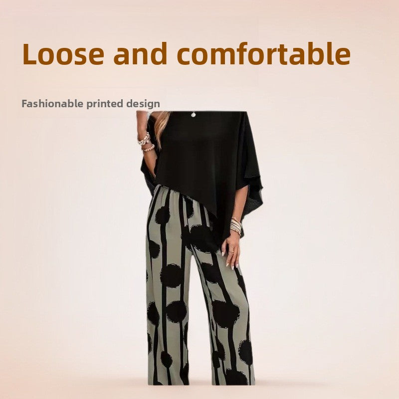 Retro Polka Dot Wide Leg Pants Set