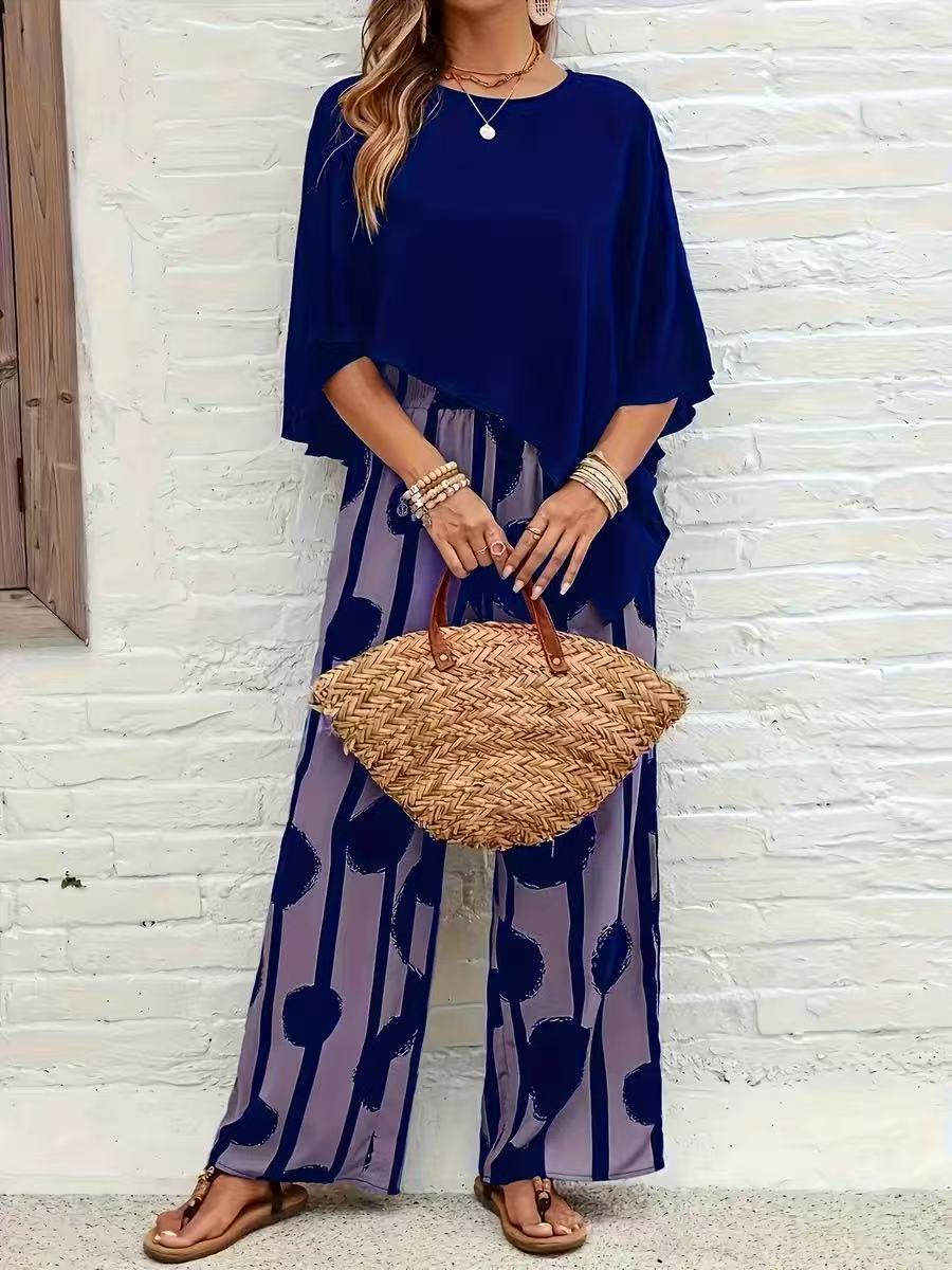 Retro Polka Dot Wide Leg Pants Set