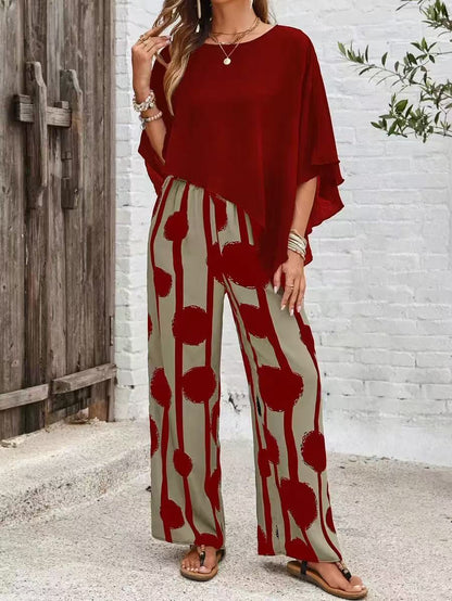 Retro Polka Dot Wide Leg Pants Set