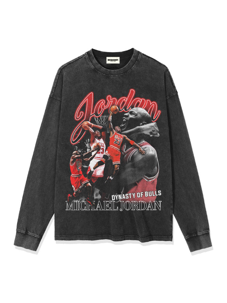 Retro print long-sleeved and short-sleeved shirts