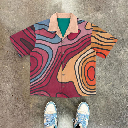 Retro Print Short Sleeve Shirt