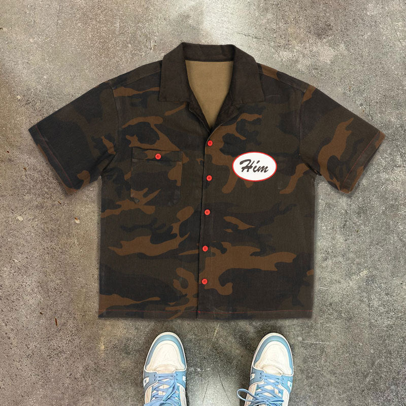 Retro Print Short Sleeve Shirt